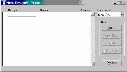 Запуск конструктора меню