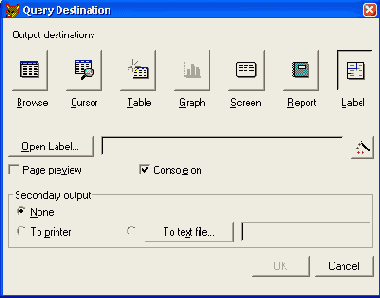 ���������� ���� Query Destination � ��������� ������ Label