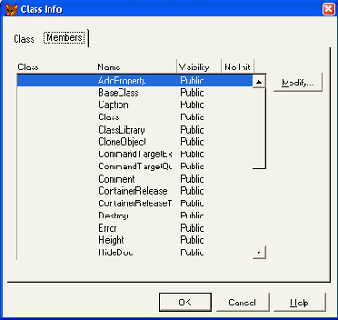 ������� Members ����������� ���� Class Info