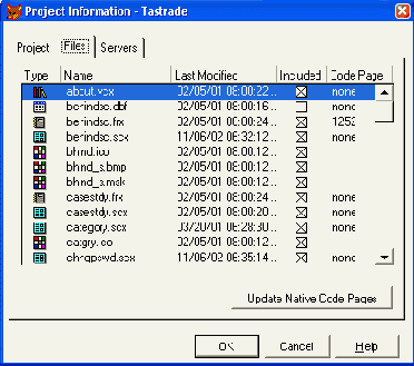 ������� Files ����������� ���� Project Information