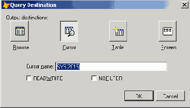 ���������� ���� Query Destination � ������������� ������ Cursor