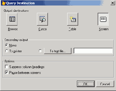 ���������� ���� Query Destination � ��������� ������ Screen