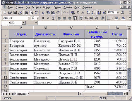 ������ ����������� � ��������� �� ����������� �������
