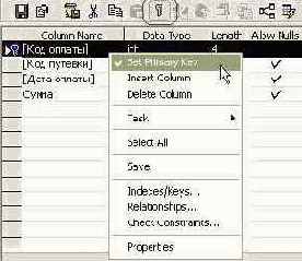 Определение структуры базы данных в SQL Server Enterprise Manager
