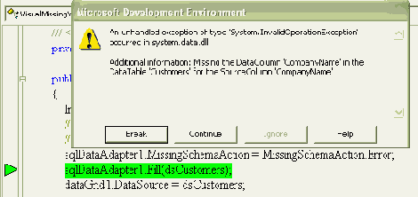 Свойство MissingSchemaAction