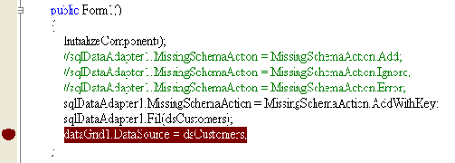 Свойство MissingSchemaAction