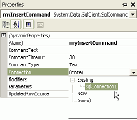 Создание объектов SqlCommand для передачи изменений в базу данных