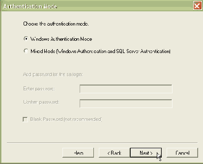 Подключение к базе данных Microsoft SQL Server с разделенным доступом