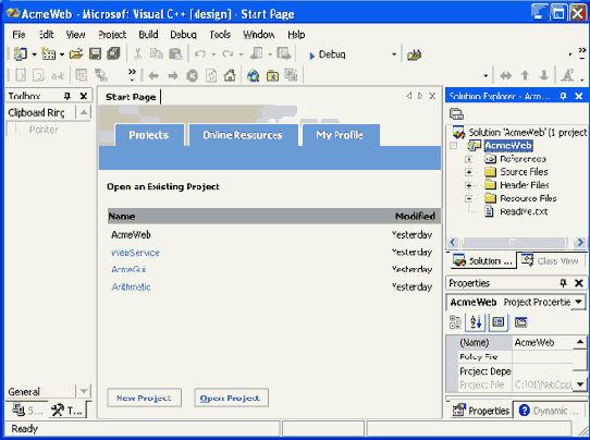 ������� ���� Visual Studio NET