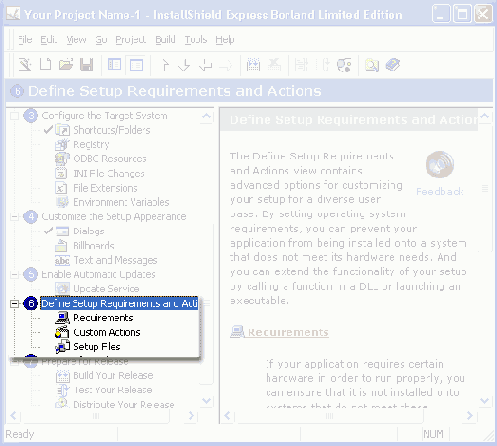  ������� ������ Define Setup Requirements and Actions