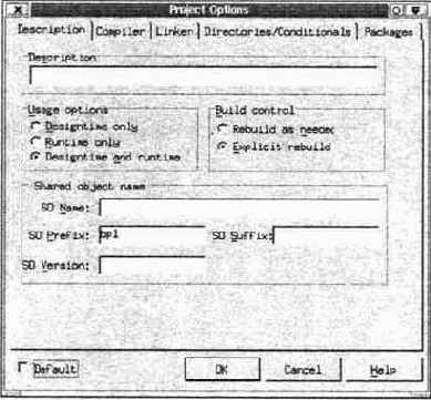 Диалоговое окно Project Options