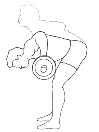 Этот рисунок иллюстрирует две главные ошибки: если вы не держите туловище параллельно полу, то нагружаете мышцы нижней части спины вместо изоляции широчайших мышц, а если вы тянете штангу к груди вместо брюшного пресса, то большую часть работы, предназначенной для латеральных мышц, выполняют бицепсы.