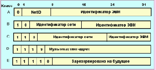 Структура IP-адресов (NetID = идентификатор сети)